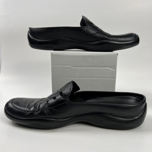 Prada Mule Ladies Black Leather Loafer Women's Size 37 7 US - Picture 6 of 9